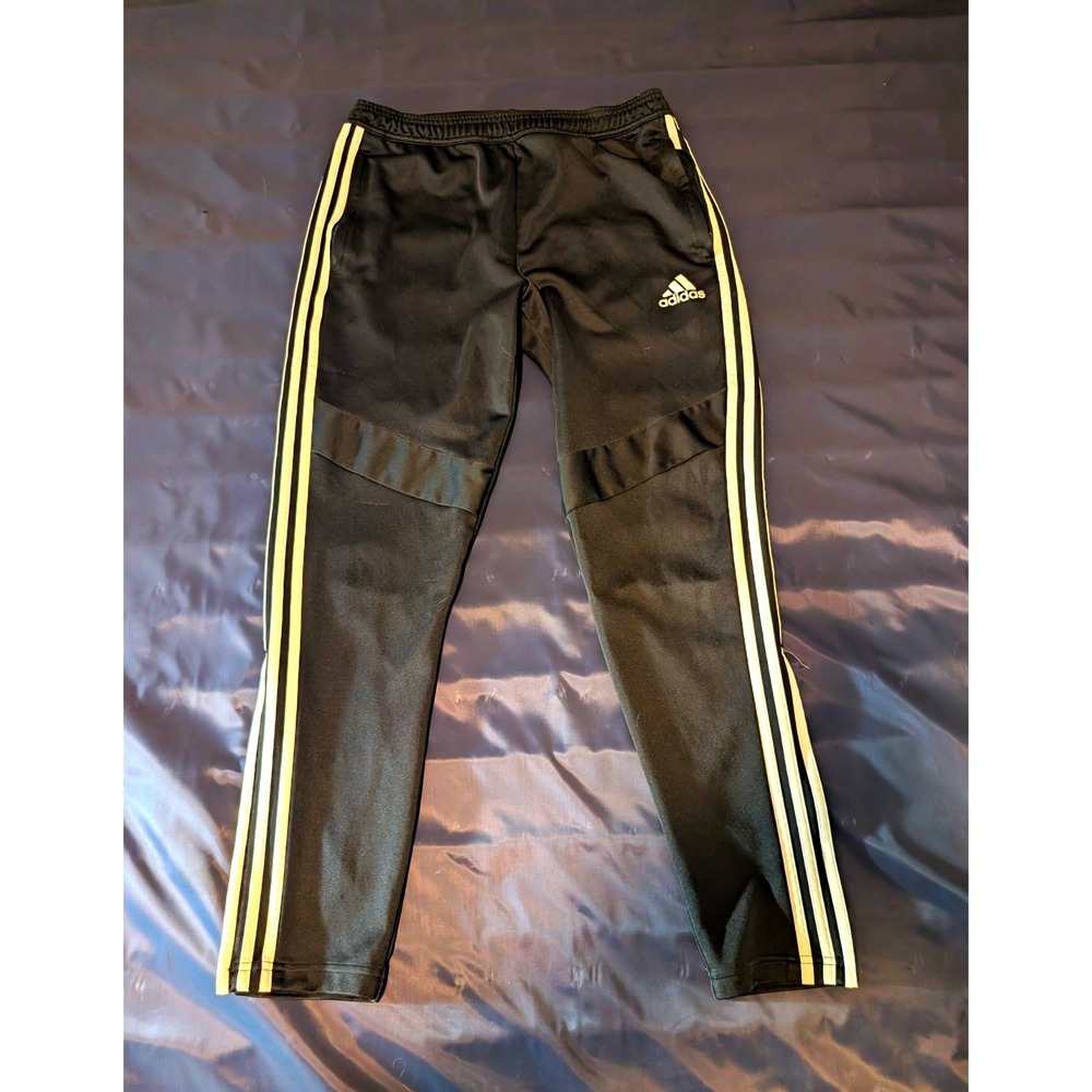 adidas ClimaCool Men's Black Track Pants White 3-Stripes Drawstring L